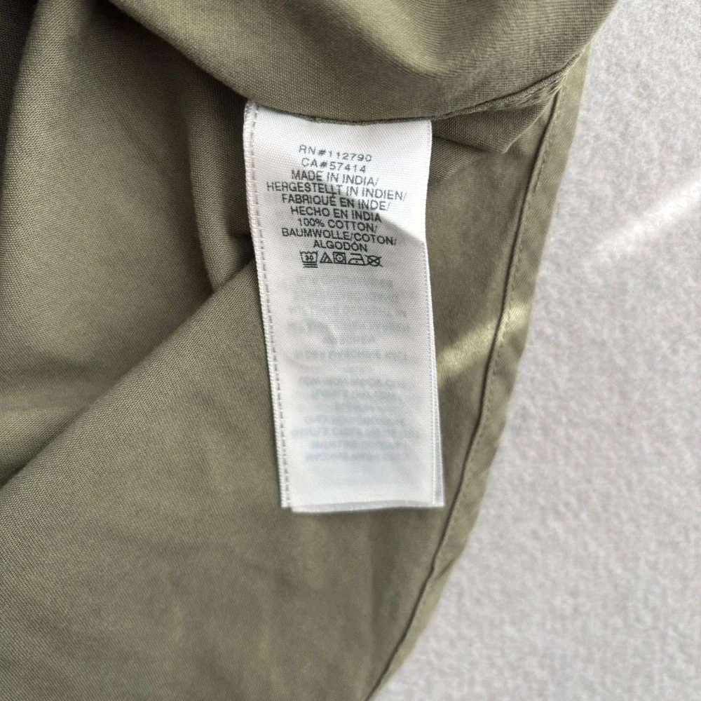 True Religion Mens Olive Green Short Sleeve Button Down Utility Shirt Large
